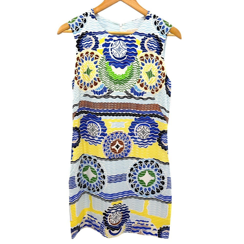 Peter Pilotto Womens Geometric Wave Print Sleeveless Shift Dress Multicolor US 4